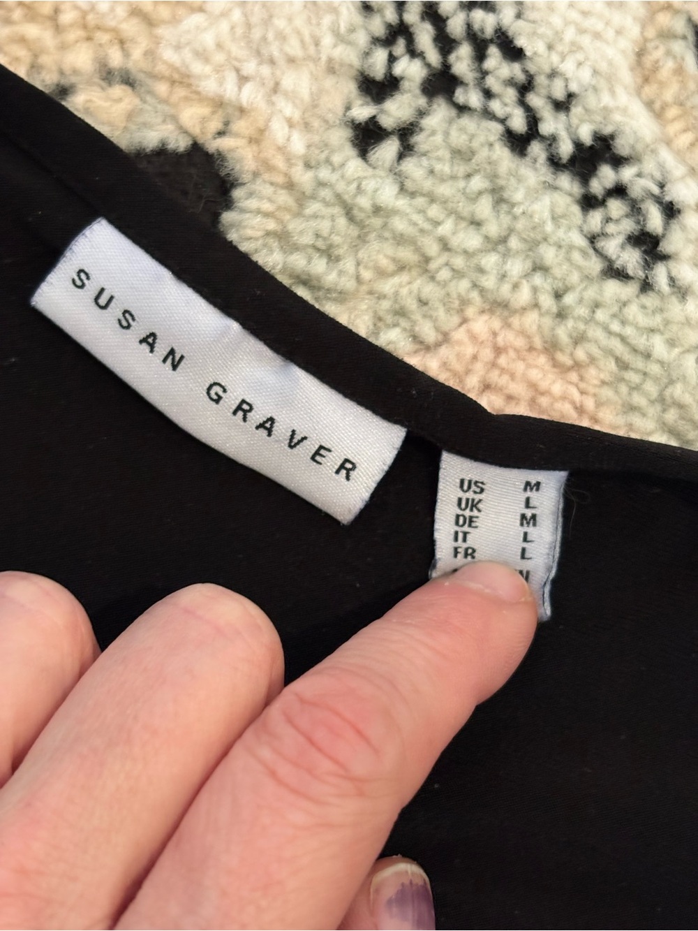 Susan Graver Dressy Liquid Knit Flutter Sleeves Top Black Blouse - Picture 7 of 8